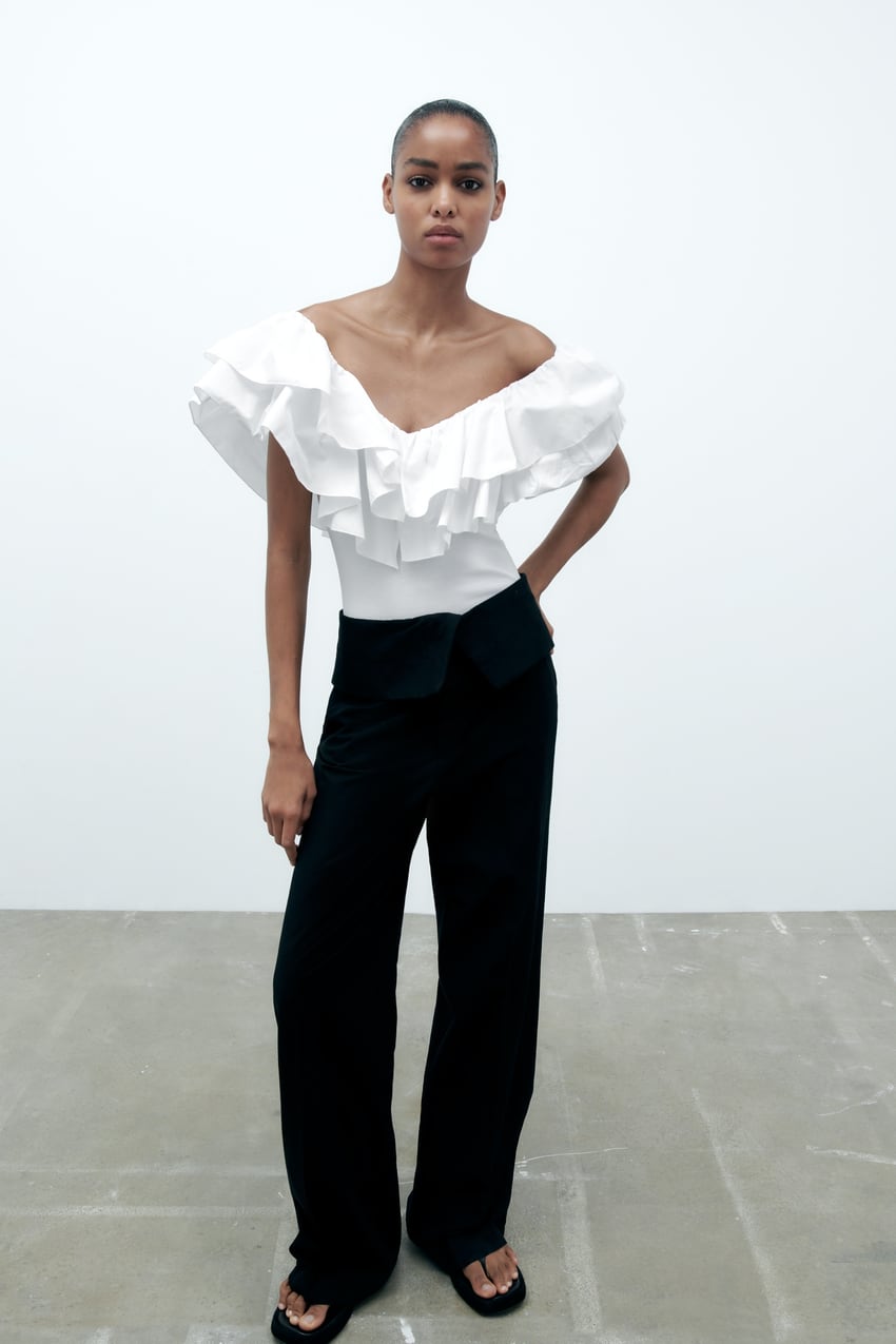 BODYSUIT WITH RUFFLED STRAPS