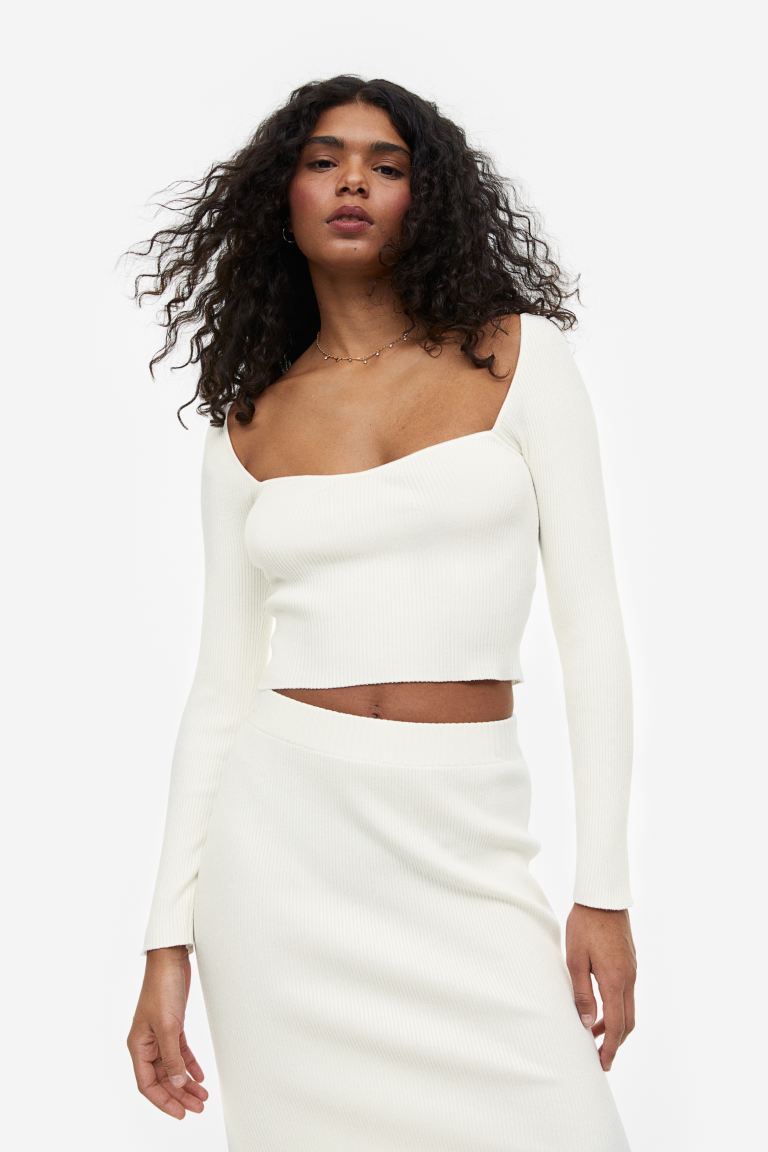 Bustier-look rib-knit top