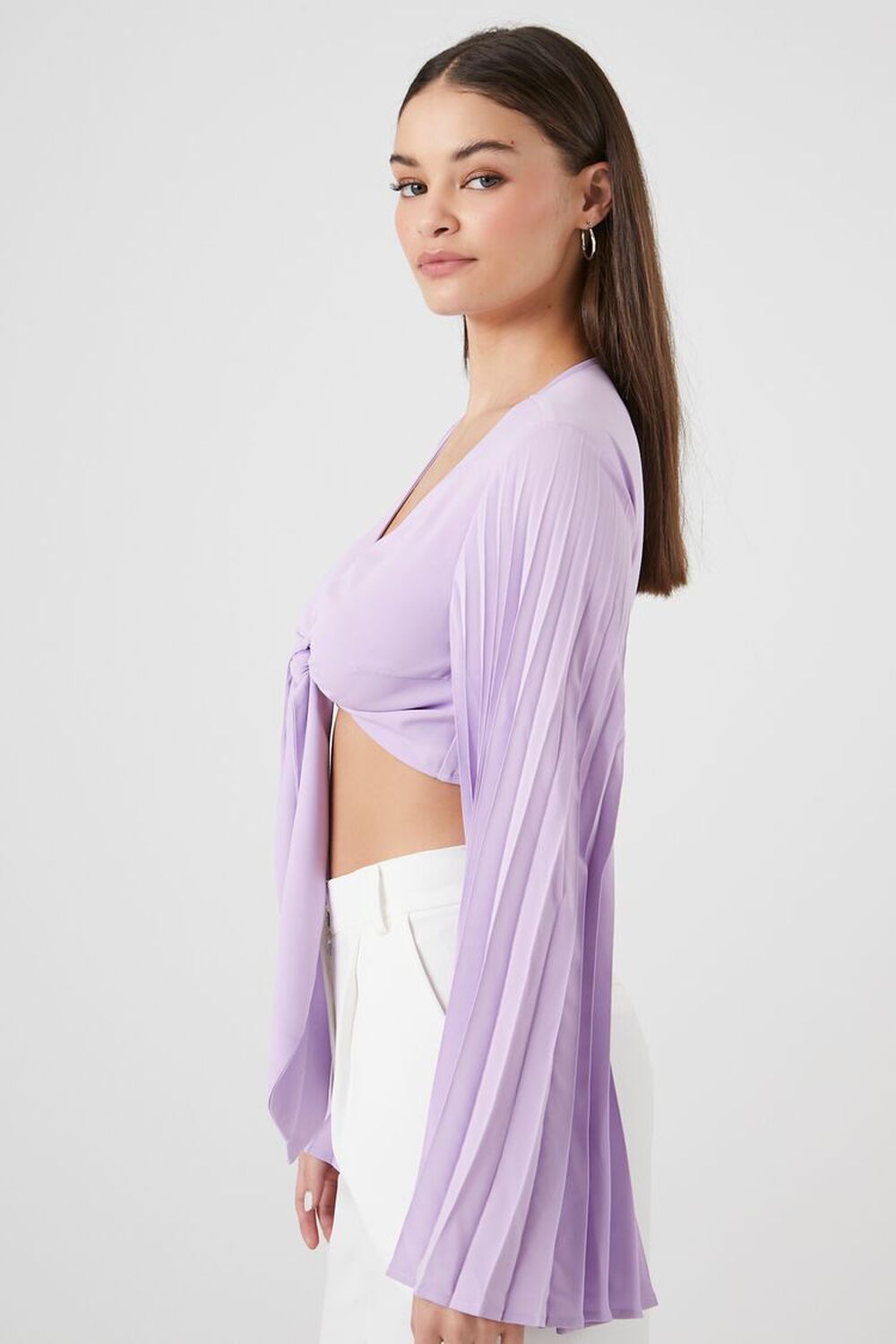 Plunging Bell-Sleeve Crop Top