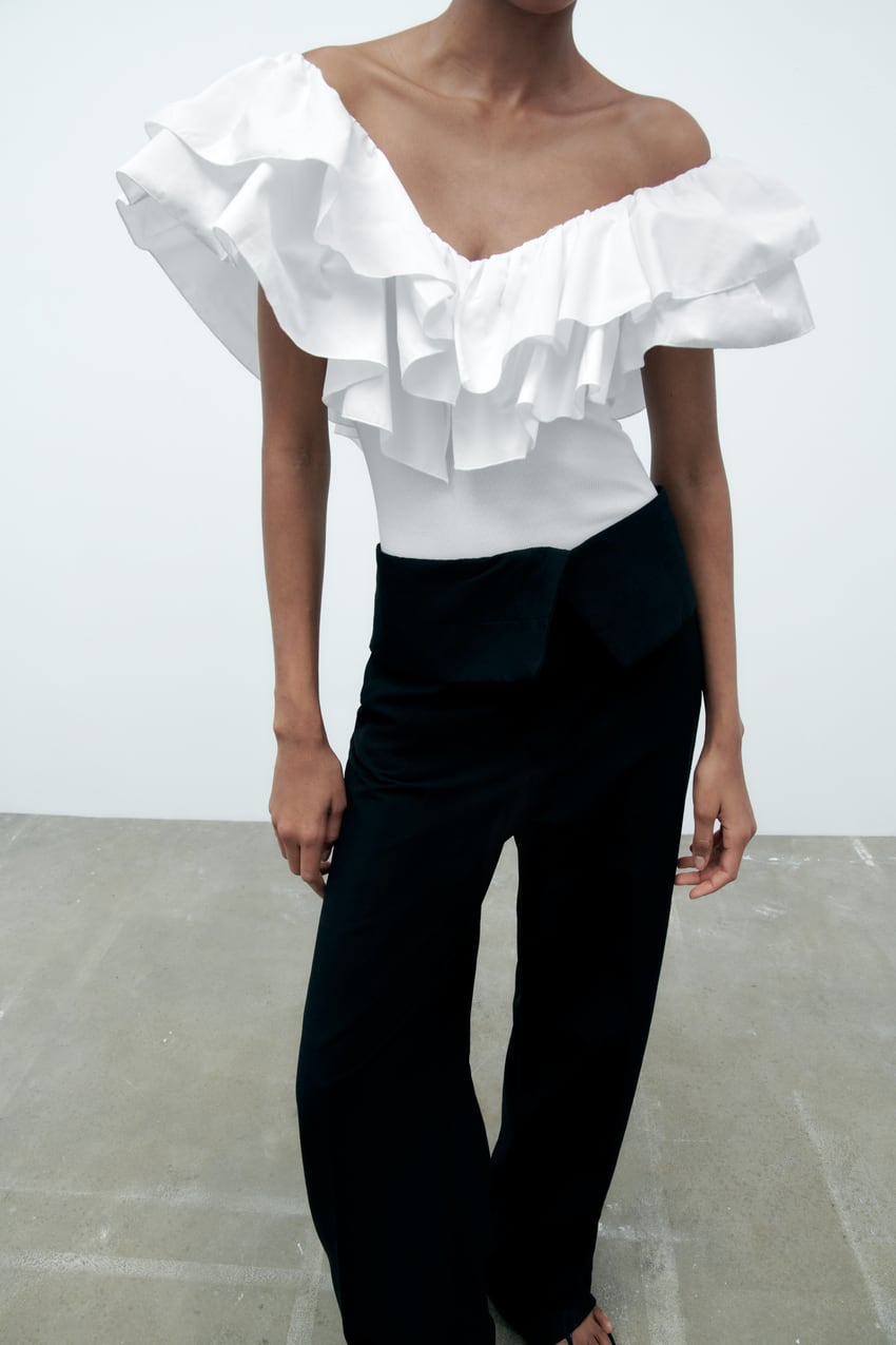 BODYSUIT WITH RUFFLED STRAPS