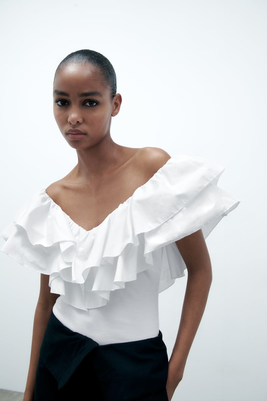 BODYSUIT WITH RUFFLED STRAPS