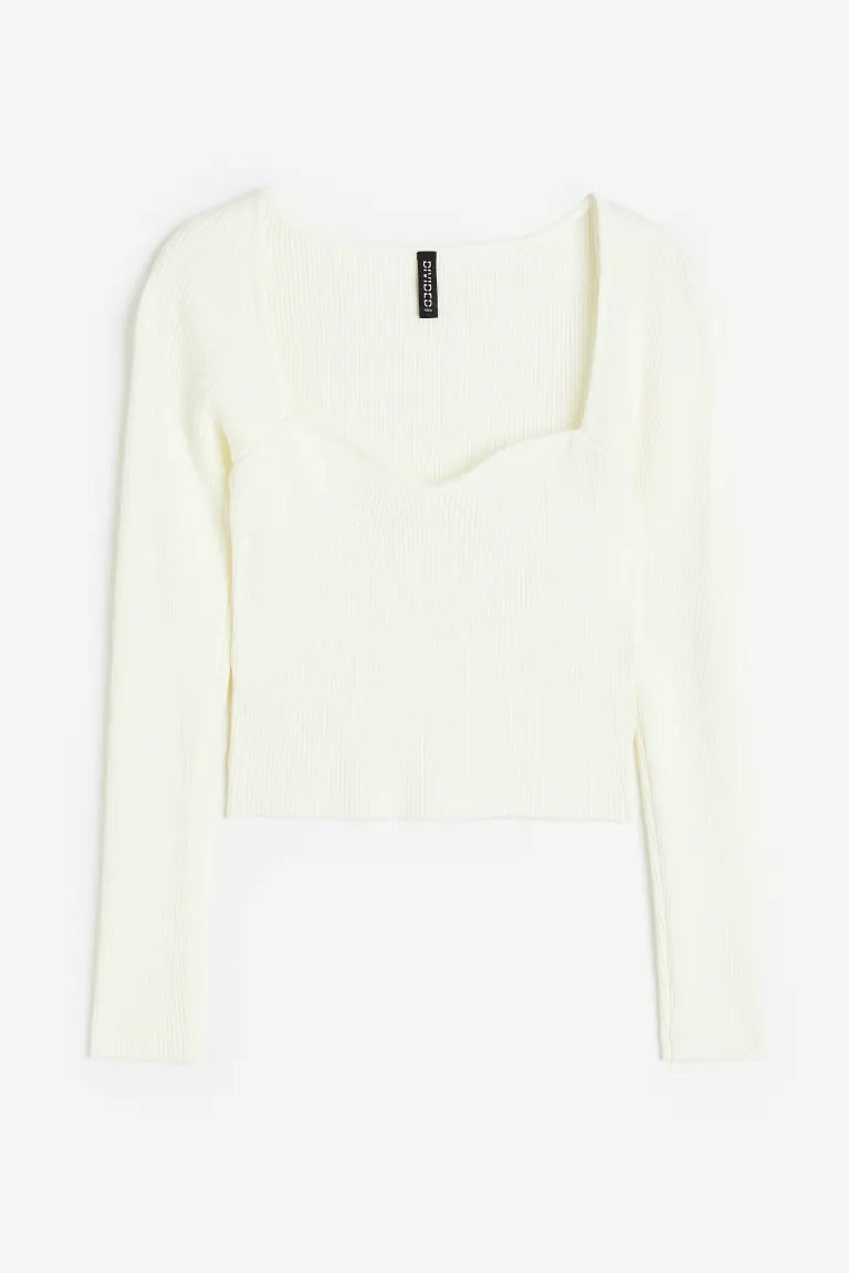 Bustier-look rib-knit top