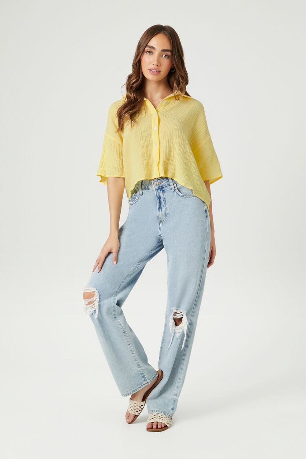 High-Low Cropped Shirt