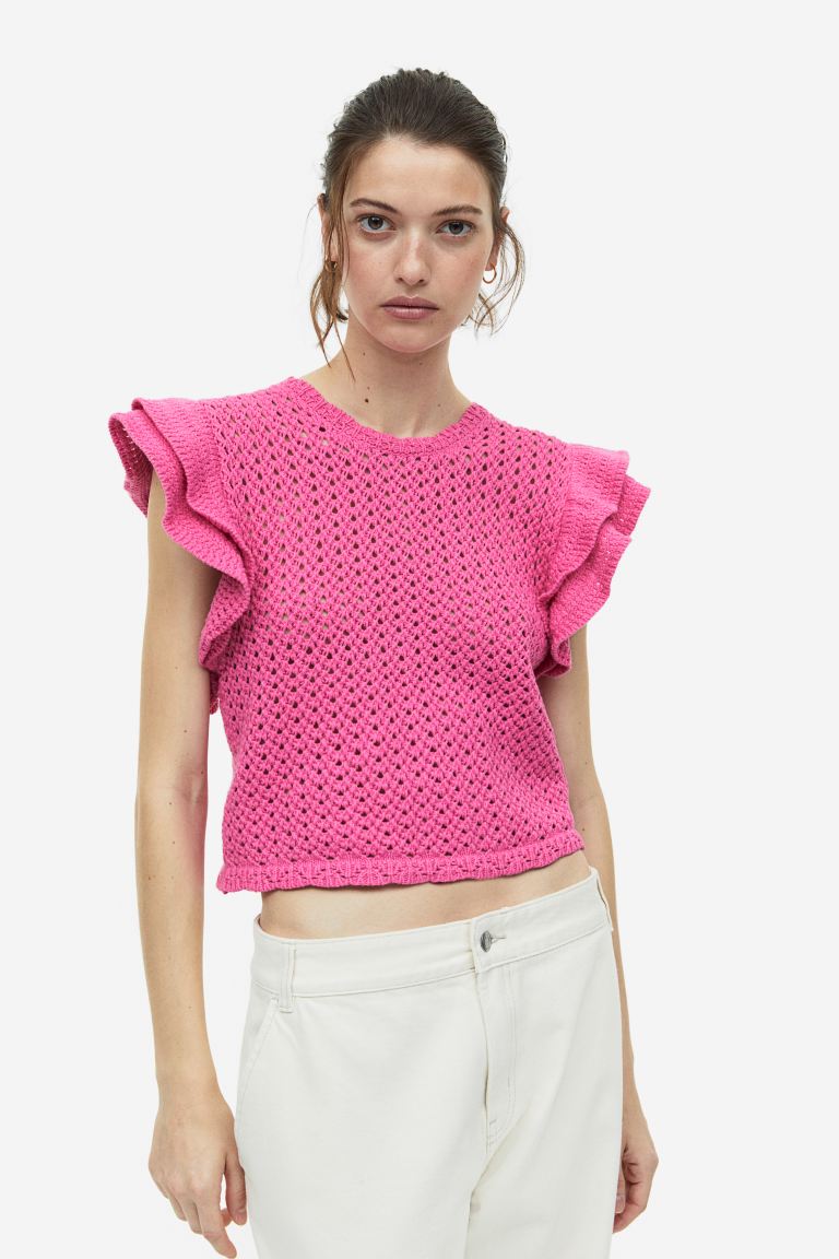 Pointelle-knit top