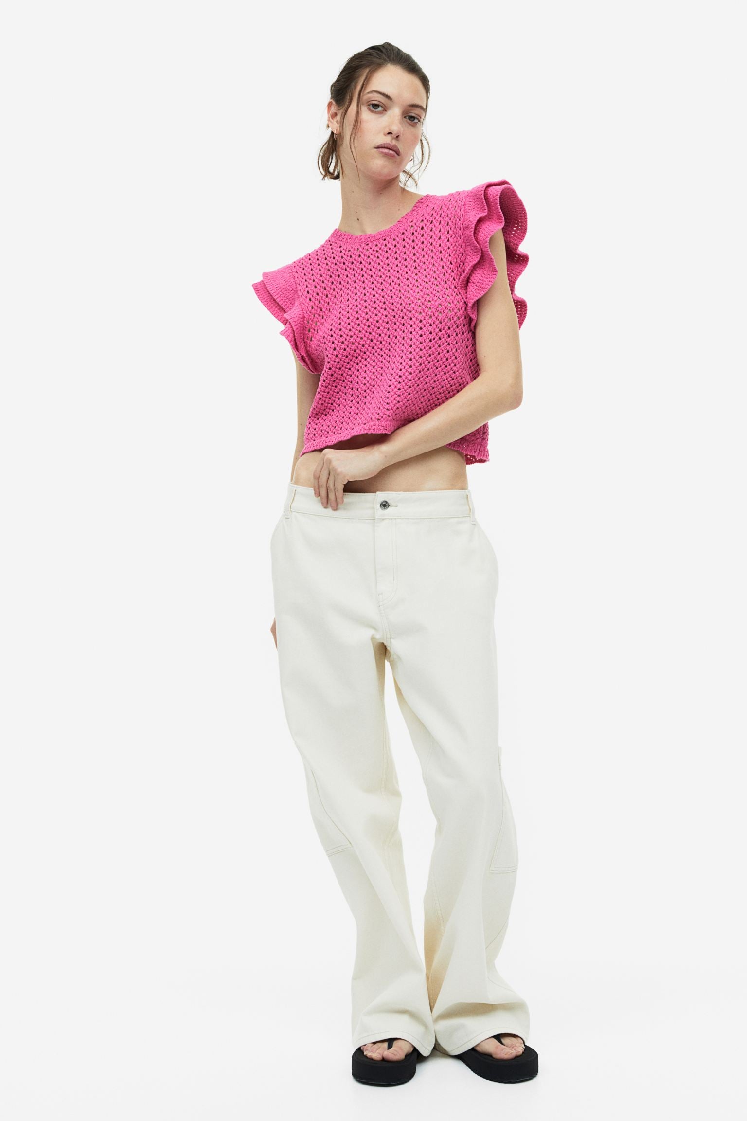 Pointelle-knit top