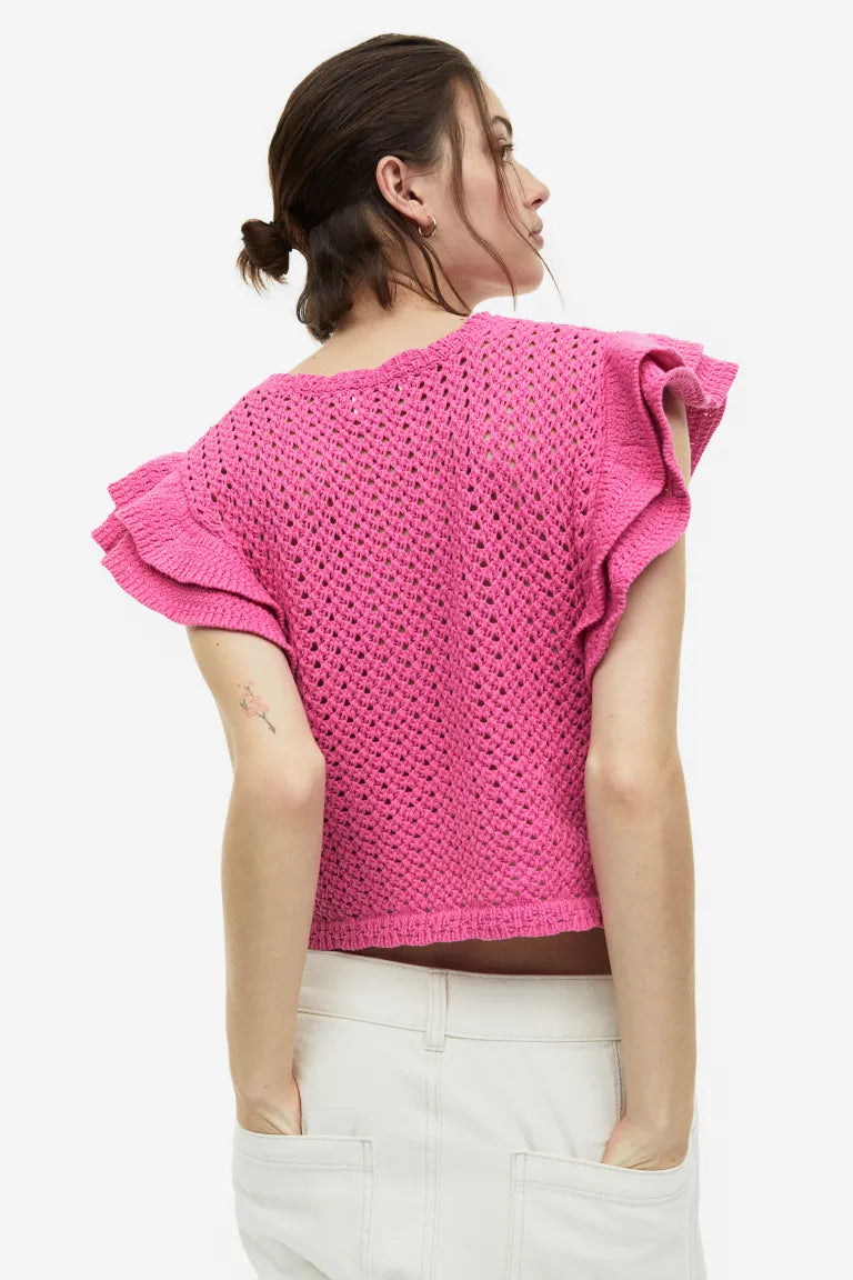 Pointelle-knit top