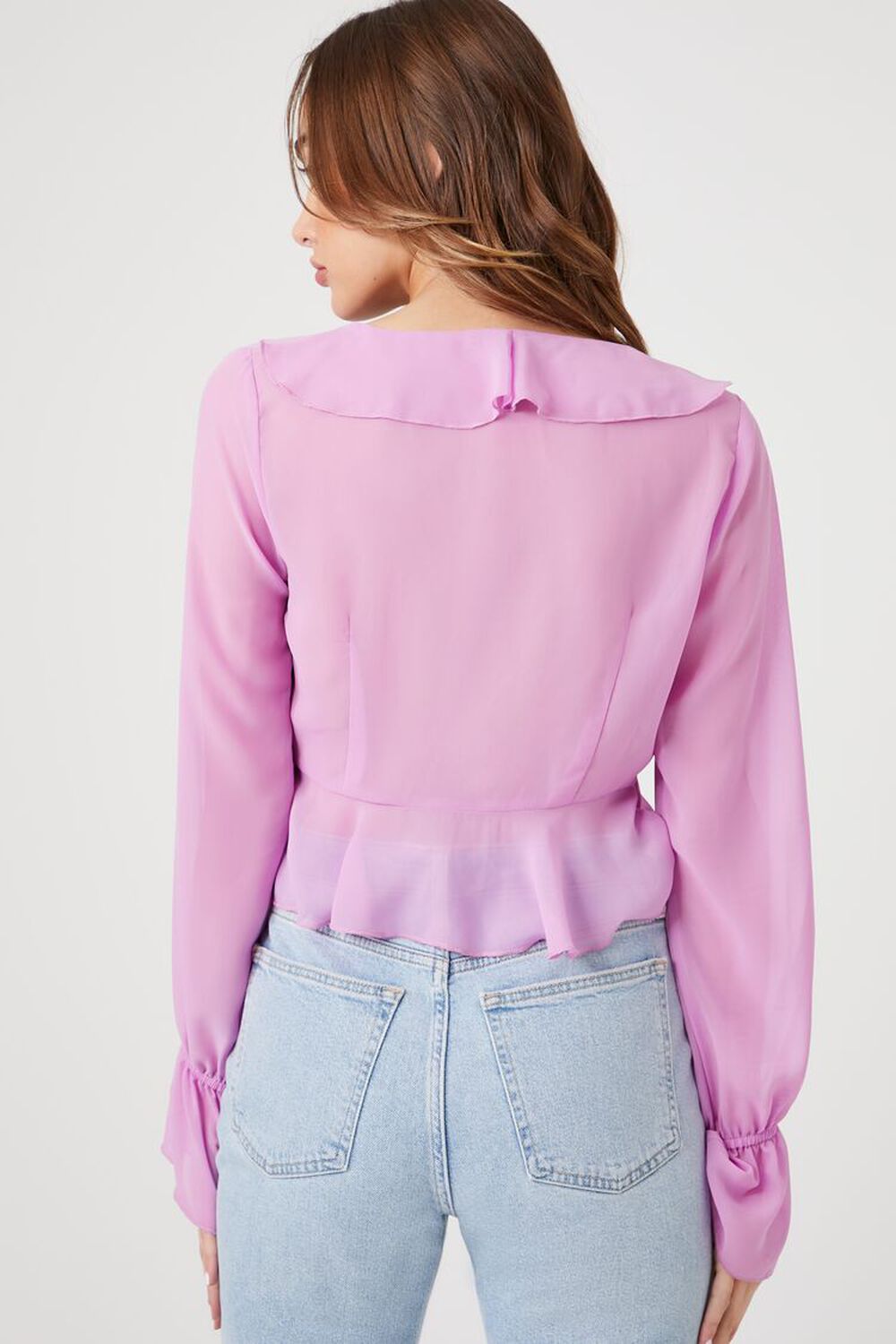 Ruffle Trumpet-Sleeve Crop Top