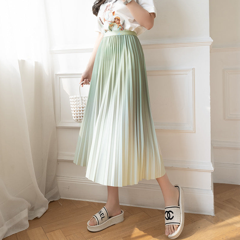 Korean High Waist Slimming Drape Pleated Skirt