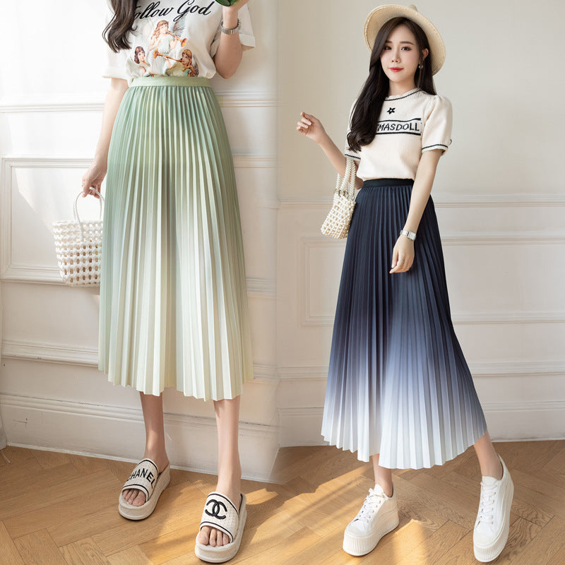 Korean High Waist Slimming Drape Pleated Skirt