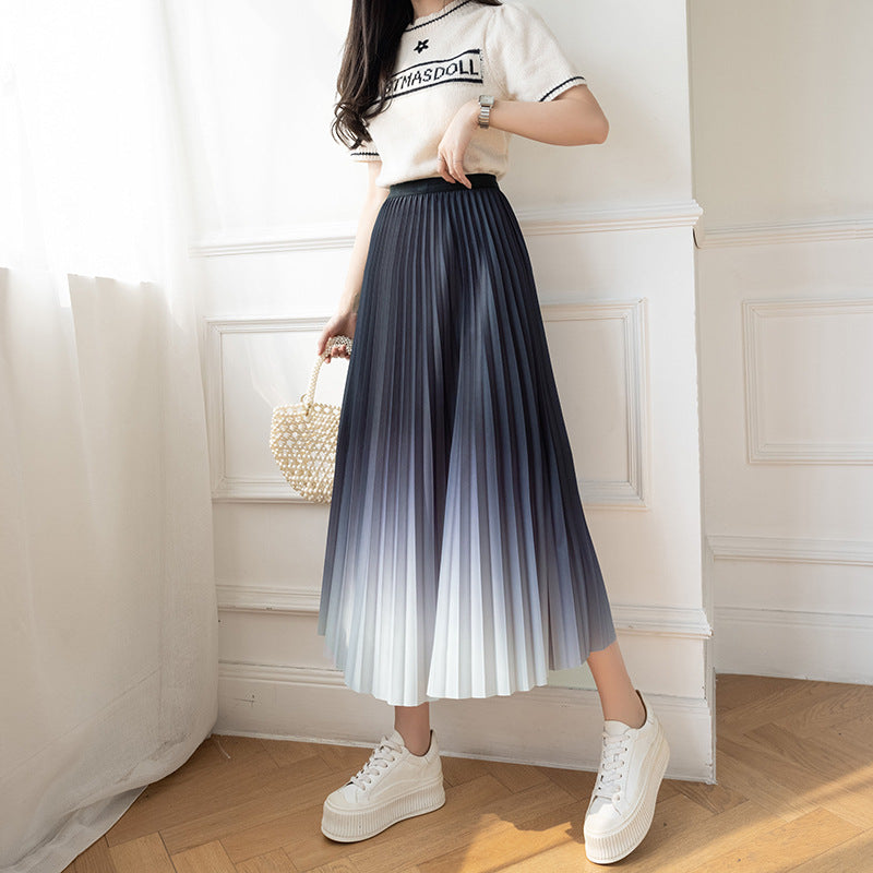 Korean High Waist Slimming Drape Pleated Skirt