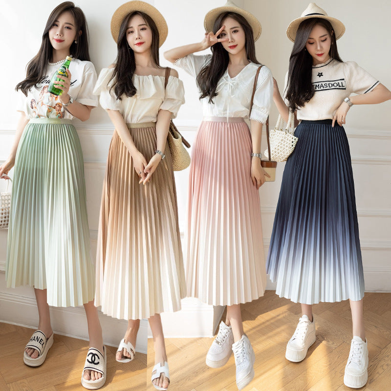 Korean High Waist Slimming Drape Pleated Skirt