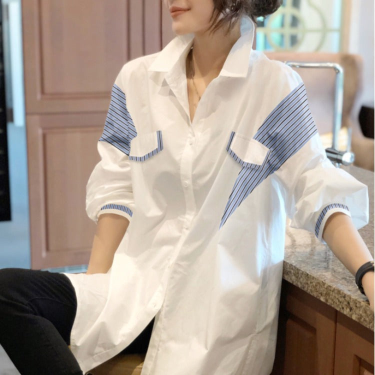 Korean-European Mid-Length Long-Sleeved Shirt