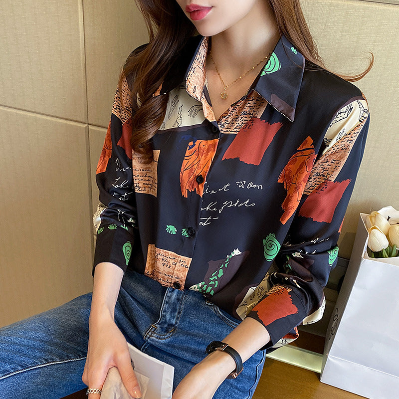 Korean Printed Loose Chiffon Top