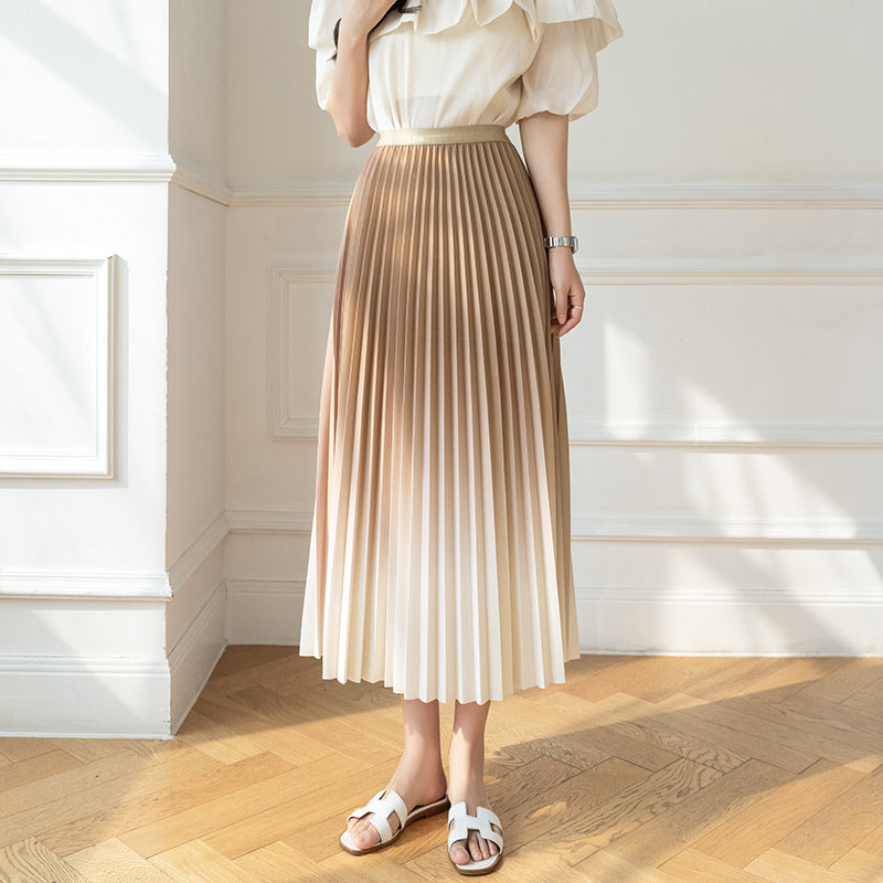 Korean High Waist Slimming Drape Pleated Skirt