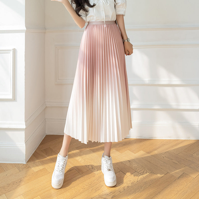 Korean High Waist Slimming Drape Pleated Skirt