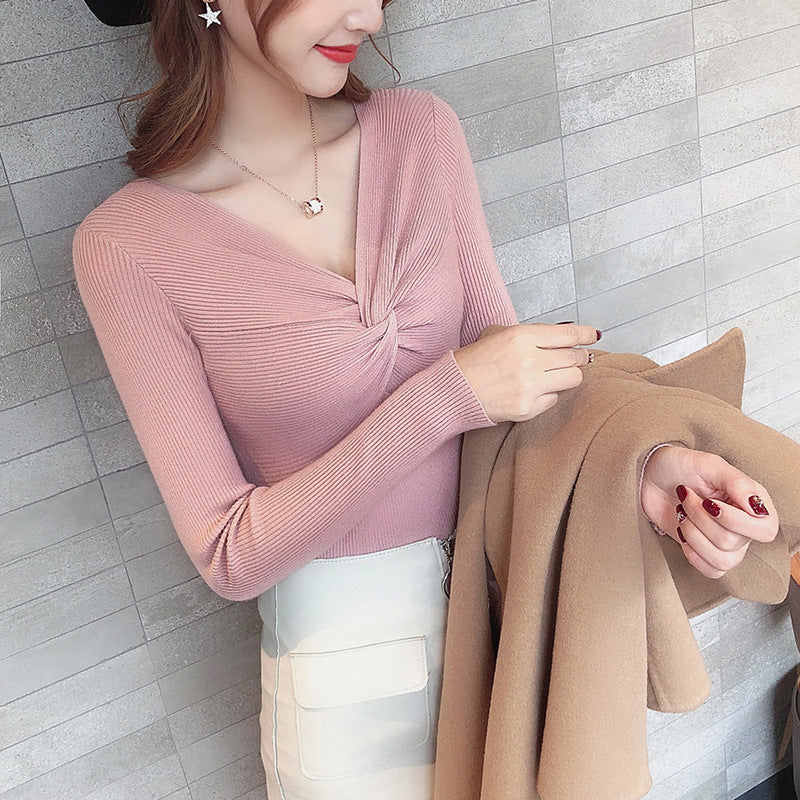 New Korean V-neck Sweater Autumn and Winter