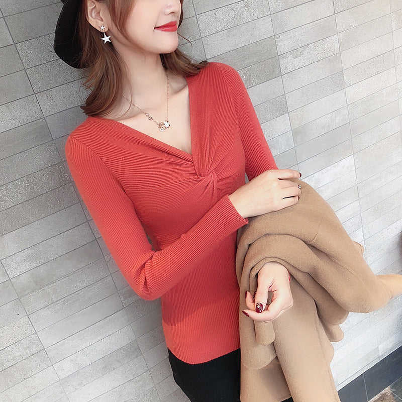 New Korean V-neck Sweater Autumn and Winter