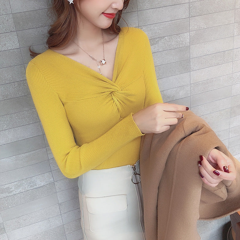 New Korean V-neck Sweater Autumn and Winter